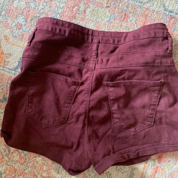 Burgundy Jean Shorts - Picture 2 of 3